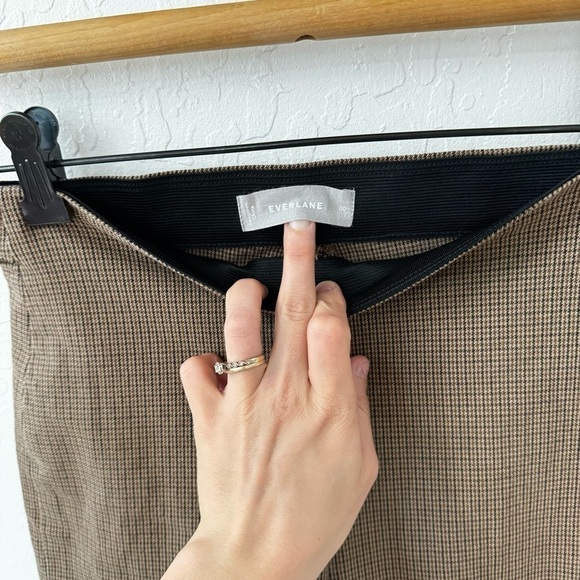 Everlane Side Zip Button Closure Pull On Stretch Coco Plaid Ankle Crop Pant 00 - Picture 7 of 15